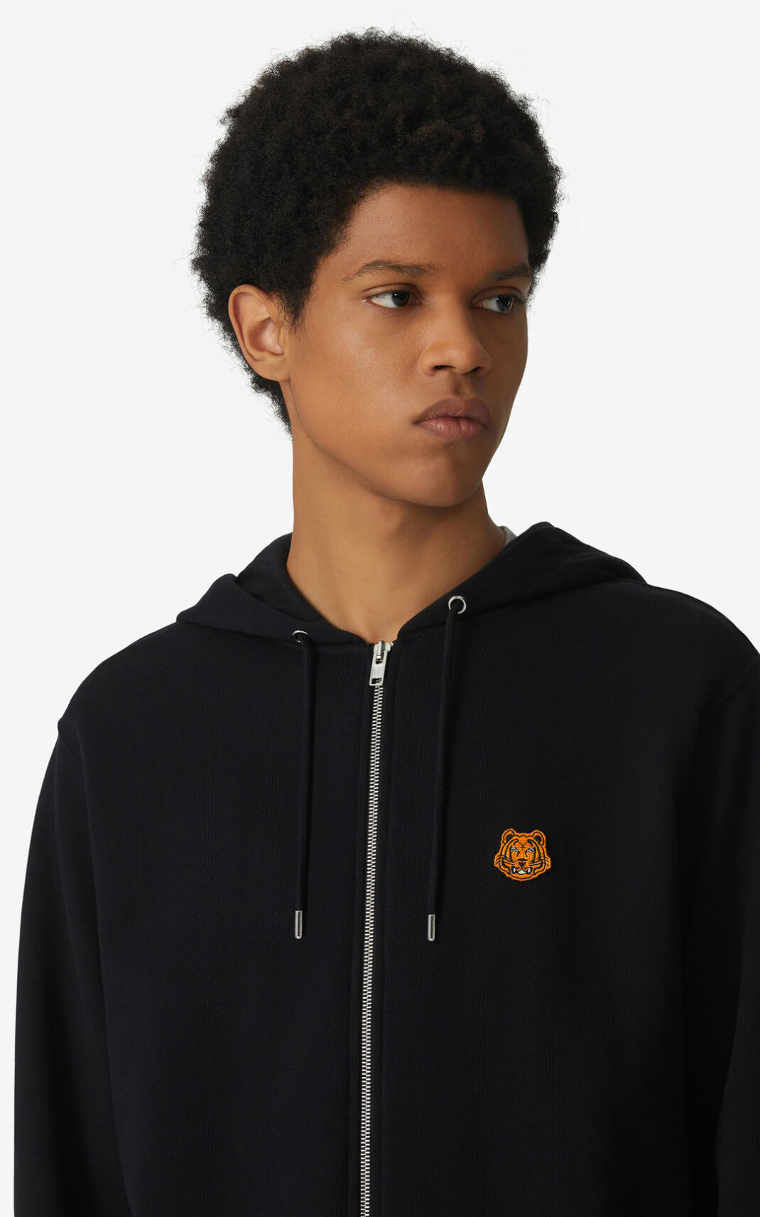 Kenzo Tiger Crest zipped Moška Puloverji S Kapuco Črna SI-8565847